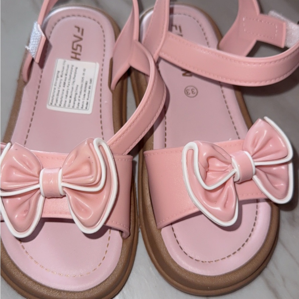 Fashion Pink and White Bow Sandals with Adjustable Straps